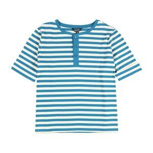 Ralph Lauren Womens Striped Henley Shirt, Blue, Plus Size, 1X, DM